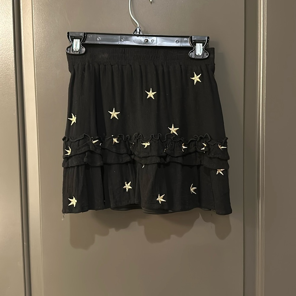 Womens black skirt with gold stars
